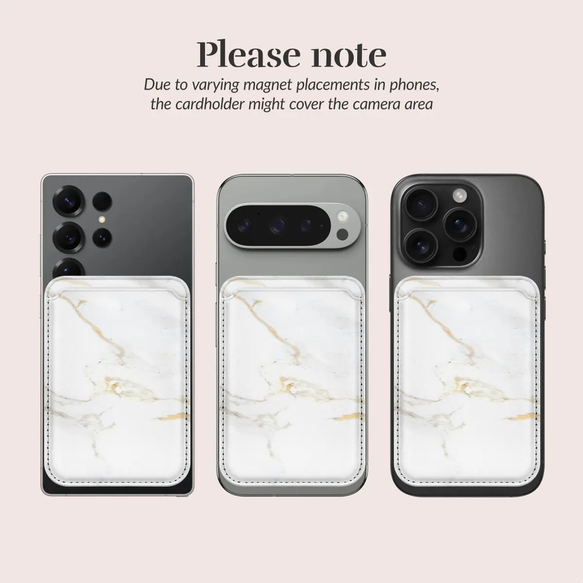 MIO Card Holder Universele MagSafe Kaarthouder / Pasjeshouder White Marble afbeelding 7