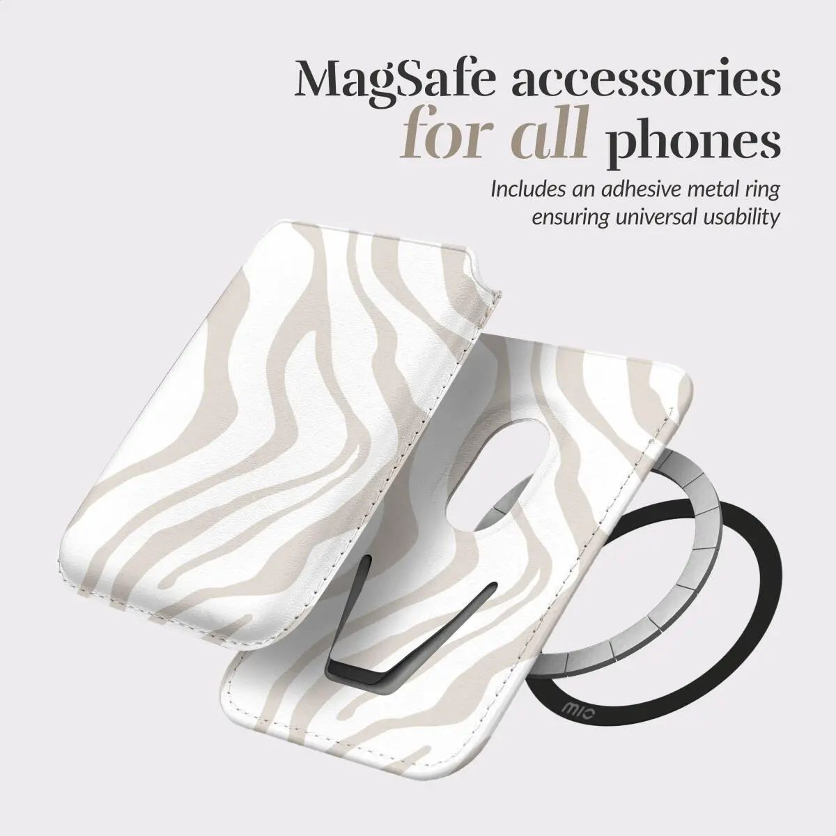 MIO Card Holder Universele MagSafe Kaarthouder / Pasjeshouder Sandy Zebra afbeelding 4