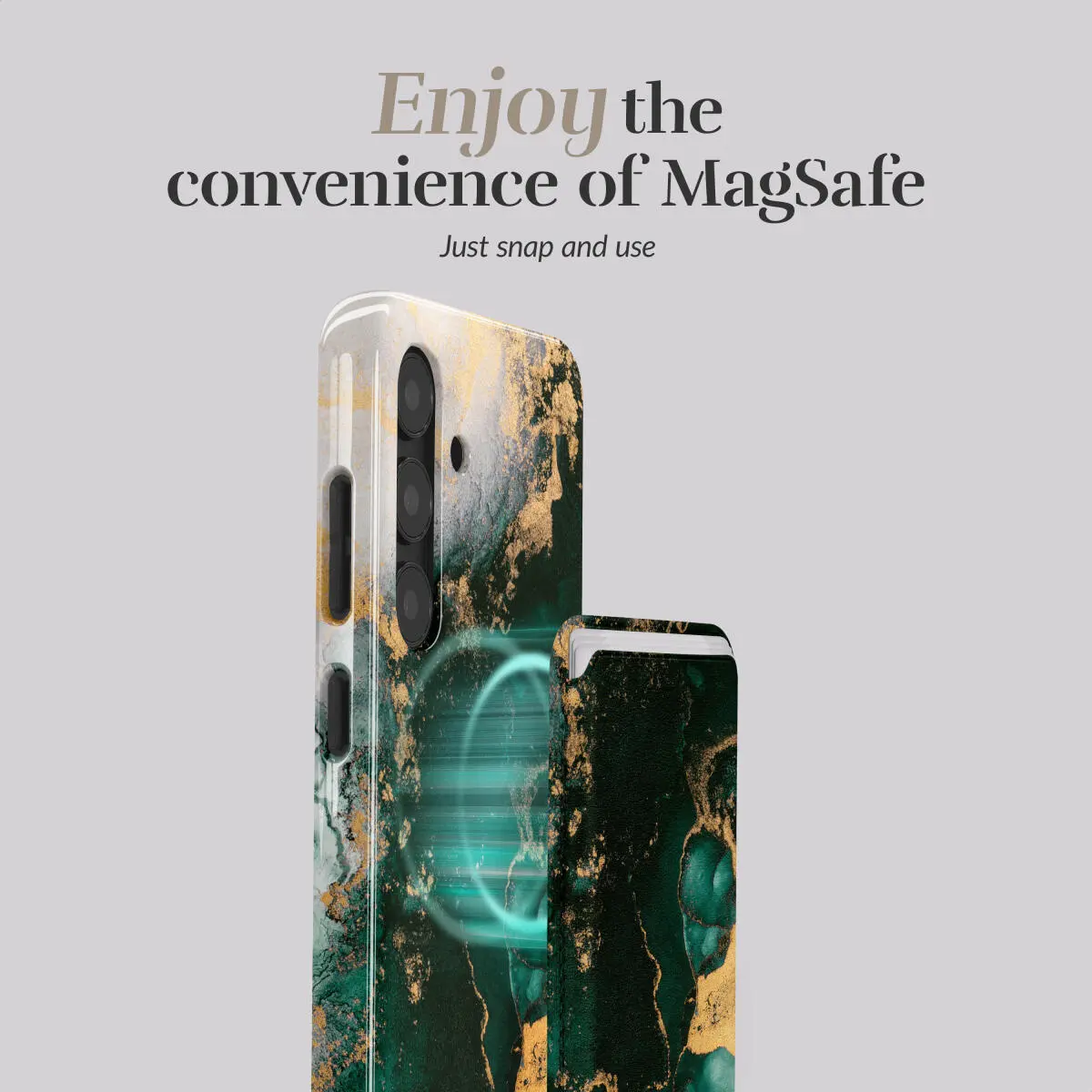 MIO Card Holder Universele MagSafe Kaarthouder / Pasjeshouder Green Marble afbeelding 2