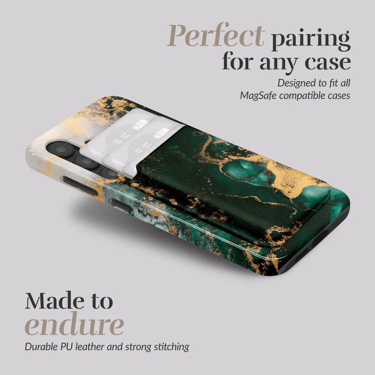 MIO Card Holder Universele MagSafe Kaarthouder / Pasjeshouder Green Marble afbeelding 3
