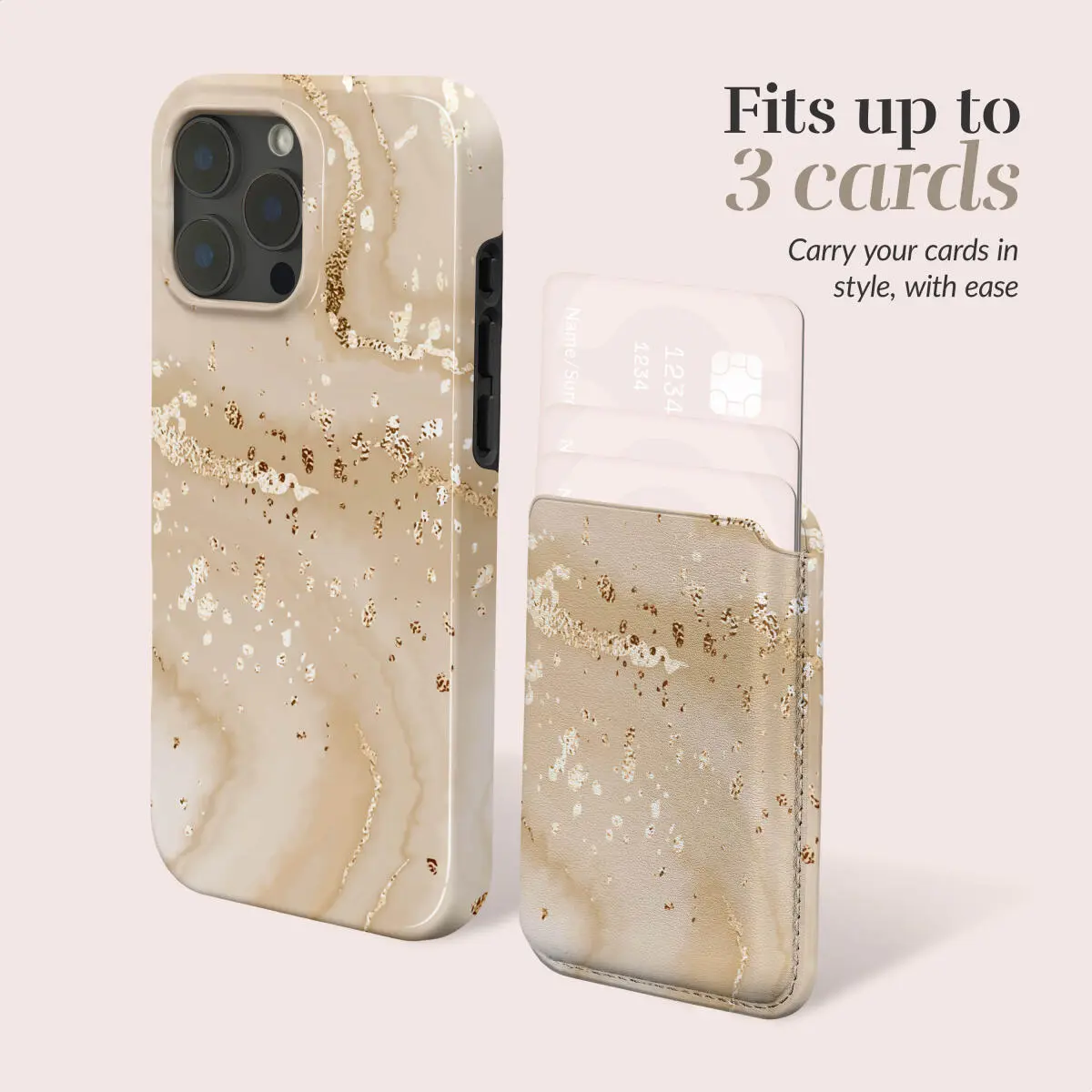 MIO Card Holder Universele MagSafe Kaarthouder / Pasjeshouder Gold Marble afbeelding 5