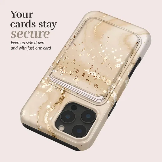MIO Card Holder Universele MagSafe Kaarthouder / Pasjeshouder Gold Marble afbeelding 6