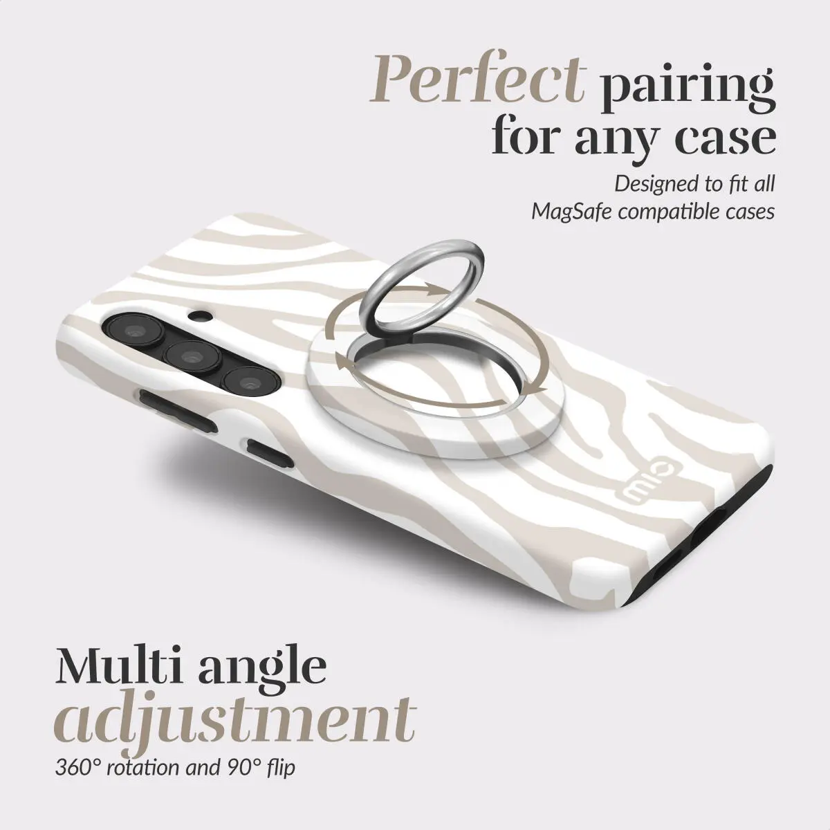MIO Ring Holder Universele MagSafe Ring Houder / Vinger Houder Sandy Zebra afbeelding 3