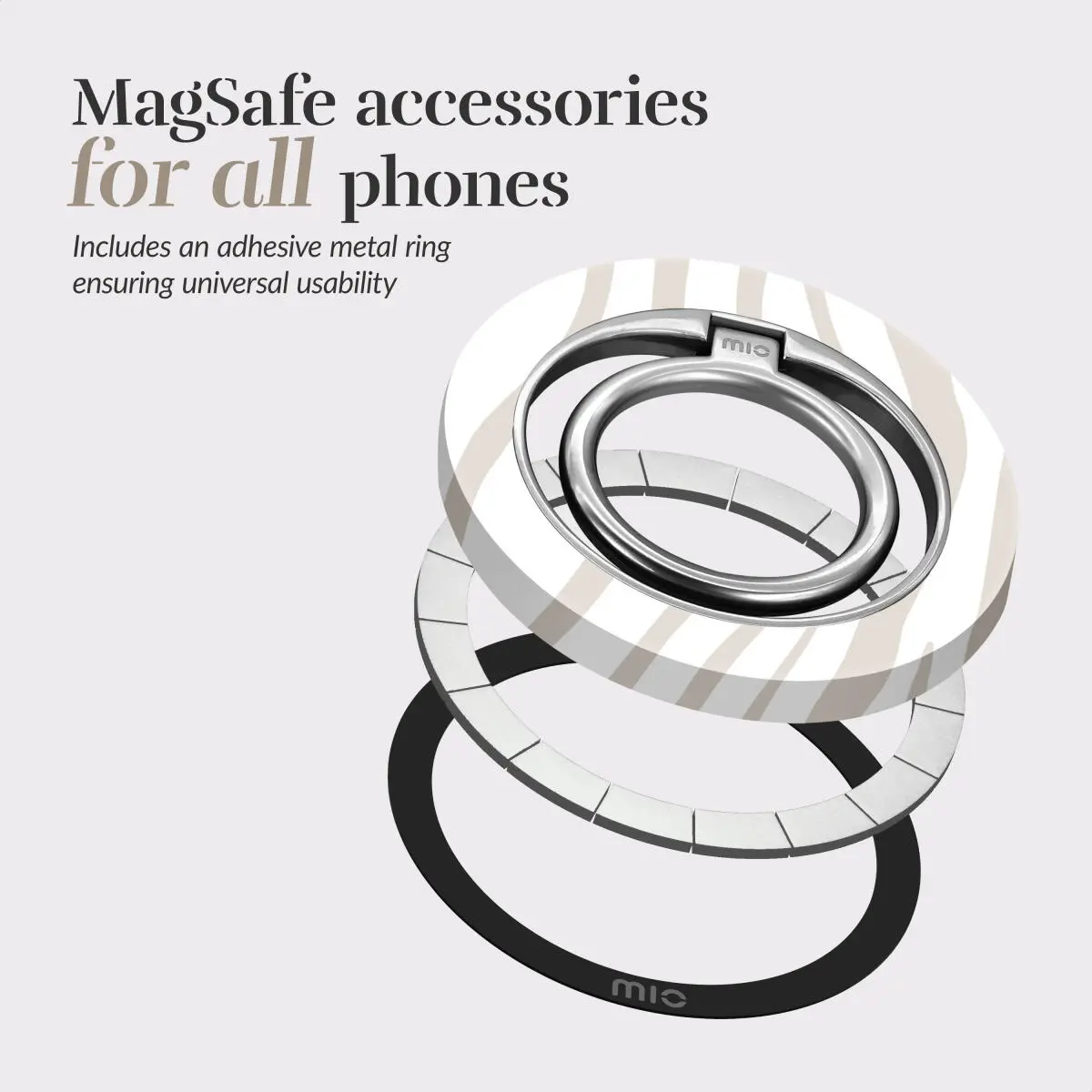MIO Ring Holder Universele MagSafe Ring Houder / Vinger Houder Sandy Zebra afbeelding 5