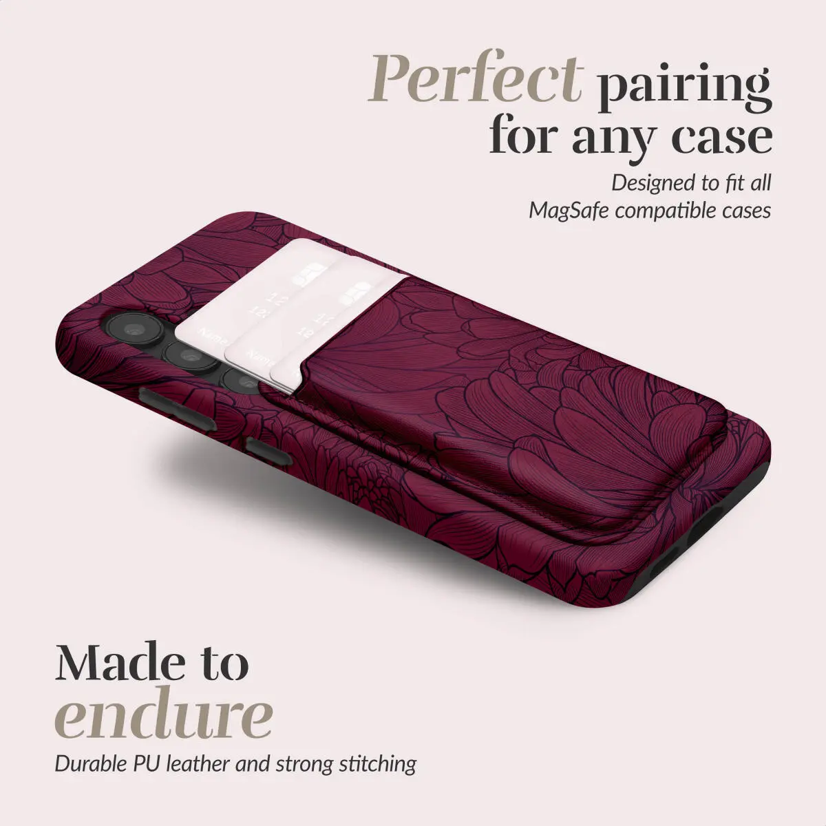 MIO Card Holder Universele MagSafe Kaarthouder / Pasjeshouder Berry Blooms afbeelding 3