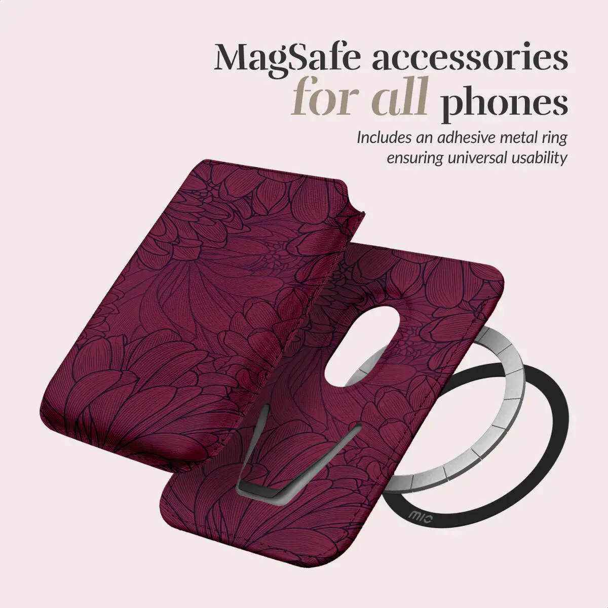 MIO Card Holder Universele MagSafe Kaarthouder / Pasjeshouder Berry Blooms afbeelding 4