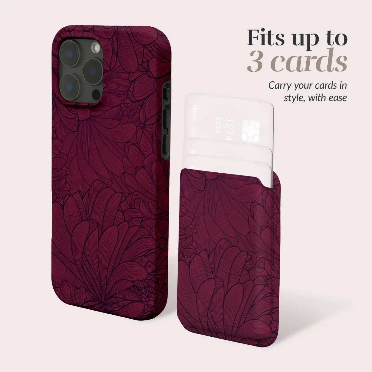 MIO Card Holder Universele MagSafe Kaarthouder / Pasjeshouder Berry Blooms afbeelding 5