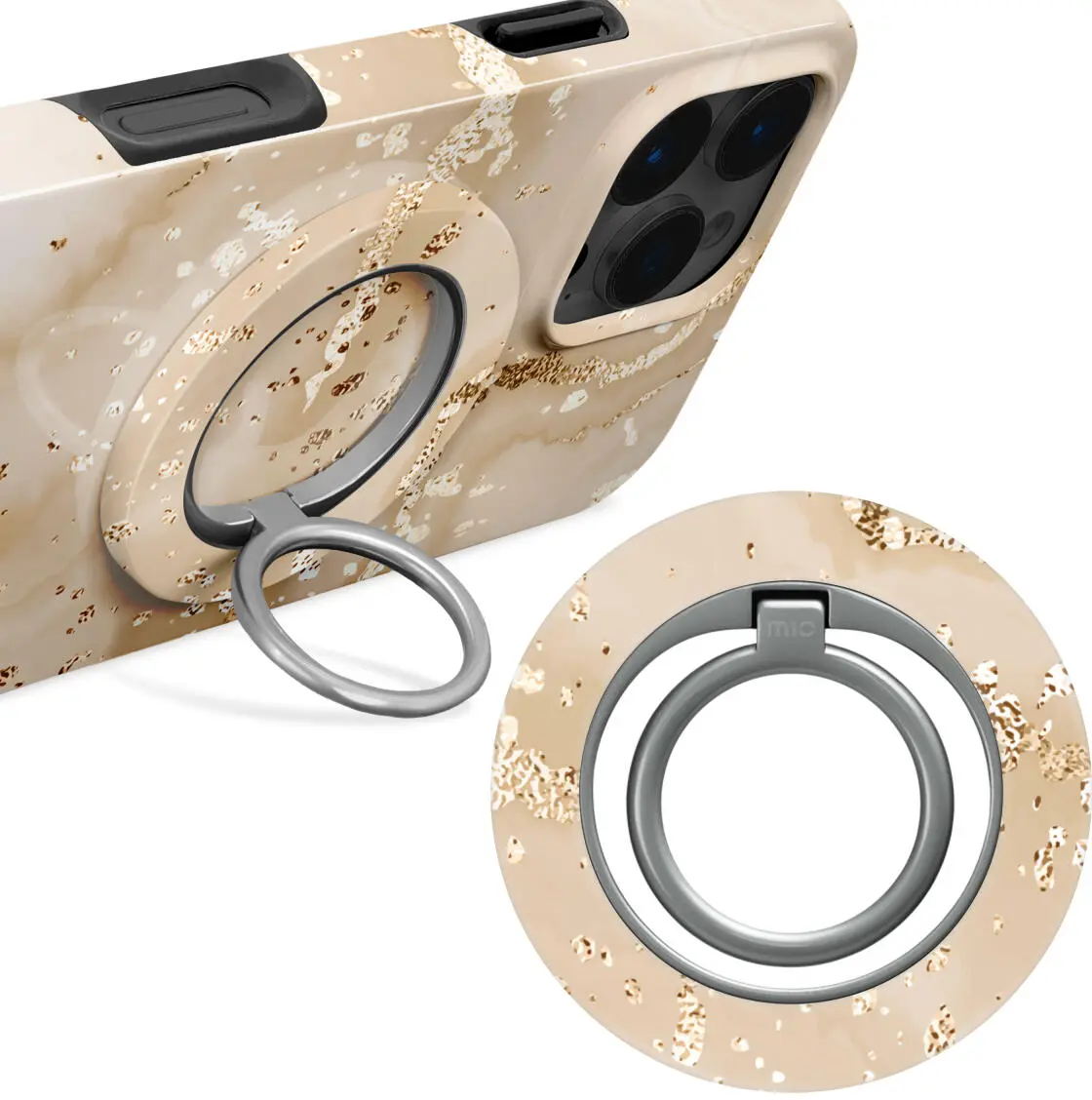 MIO Ring Holder Universele MagSafe Ring Houder / Vinger Houder Gold Marble afbeelding 1