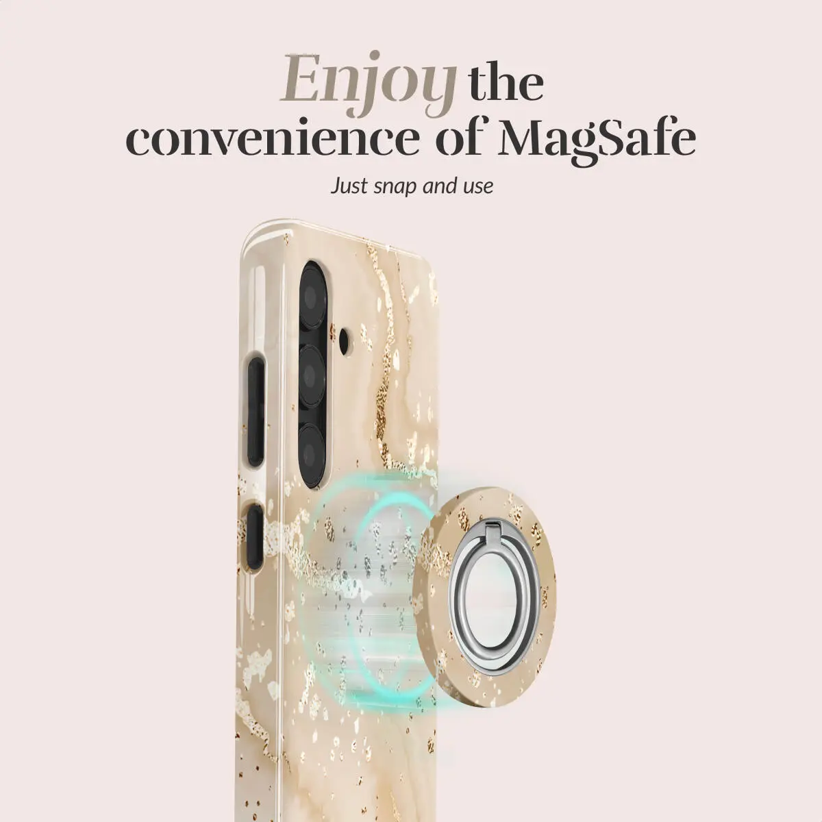 MIO Ring Holder Universele MagSafe Ring Houder / Vinger Houder Gold Marble afbeelding 2