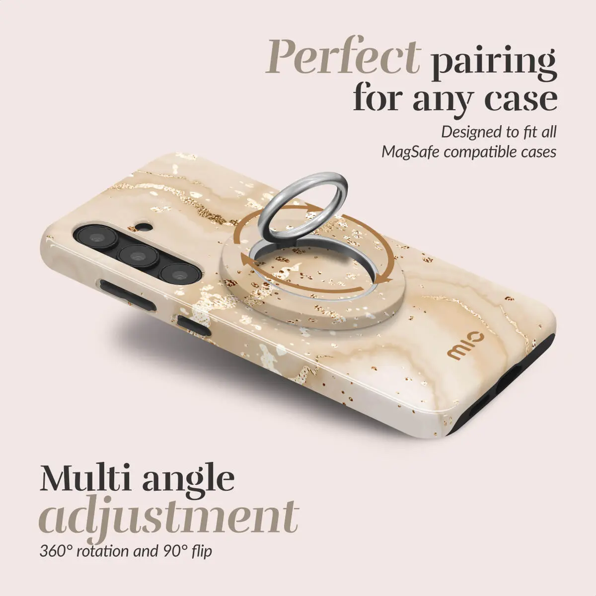 MIO Ring Holder Universele MagSafe Ring Houder / Vinger Houder Gold Marble afbeelding 3