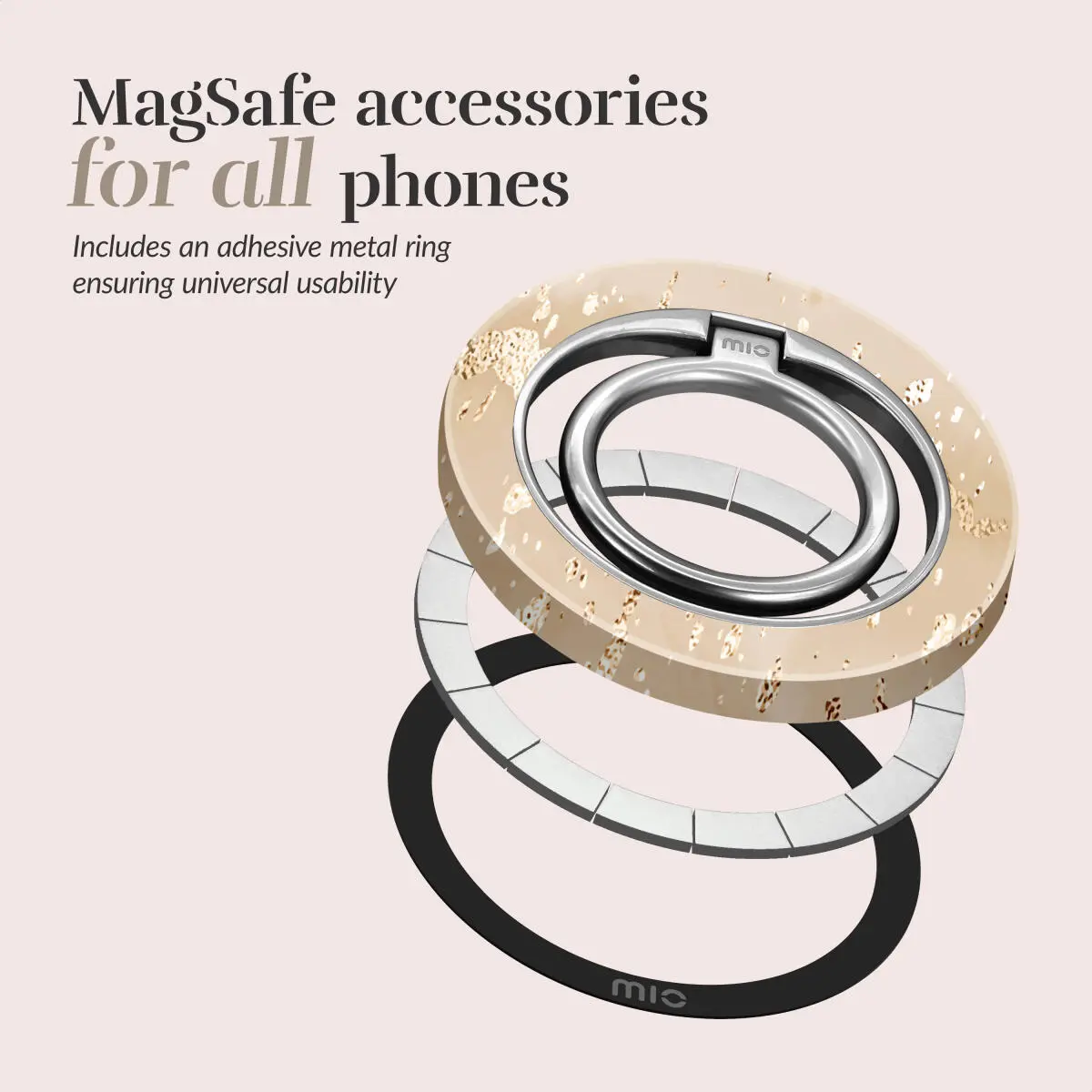 MIO Ring Holder Universele MagSafe Ring Houder / Vinger Houder Gold Marble afbeelding 5