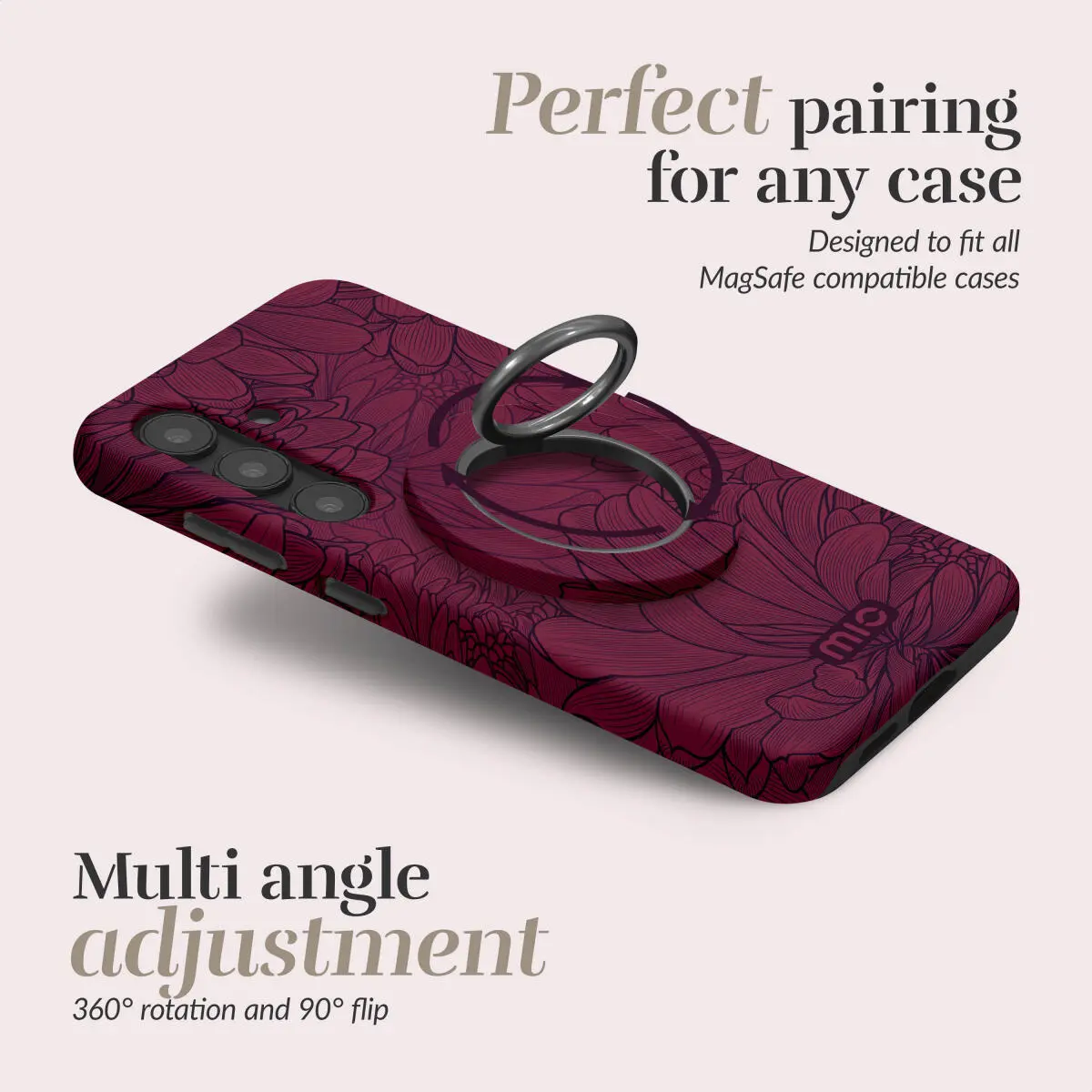 MIO Ring Holder Universele MagSafe Ring Houder / Vinger Houder Berry Blooms afbeelding 3