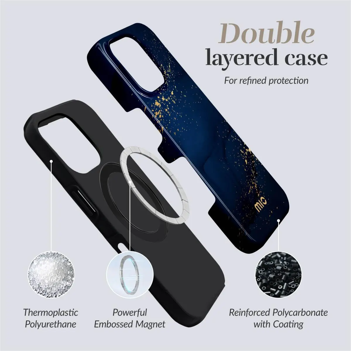 MIO MagSafe iPhone 16 Pro Max Hoesje Hard Shell Back Cover Midnight Sparkle afbeelding 6