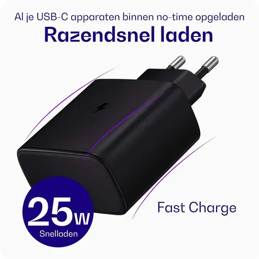 Originele Samsung 25W Power Adapter met Buddi Flex USB-C Kabel 3M Zwart afbeelding 3