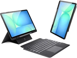 Dux Ducis Samsung Galaxy Tab S10 FE Plus Hoes Bluetooth Toetsenbord Zwart afbeelding