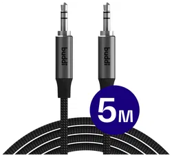 Buddi Flex 3.5mm Jack Aux Audio Kabel 5M Zwart afbeelding