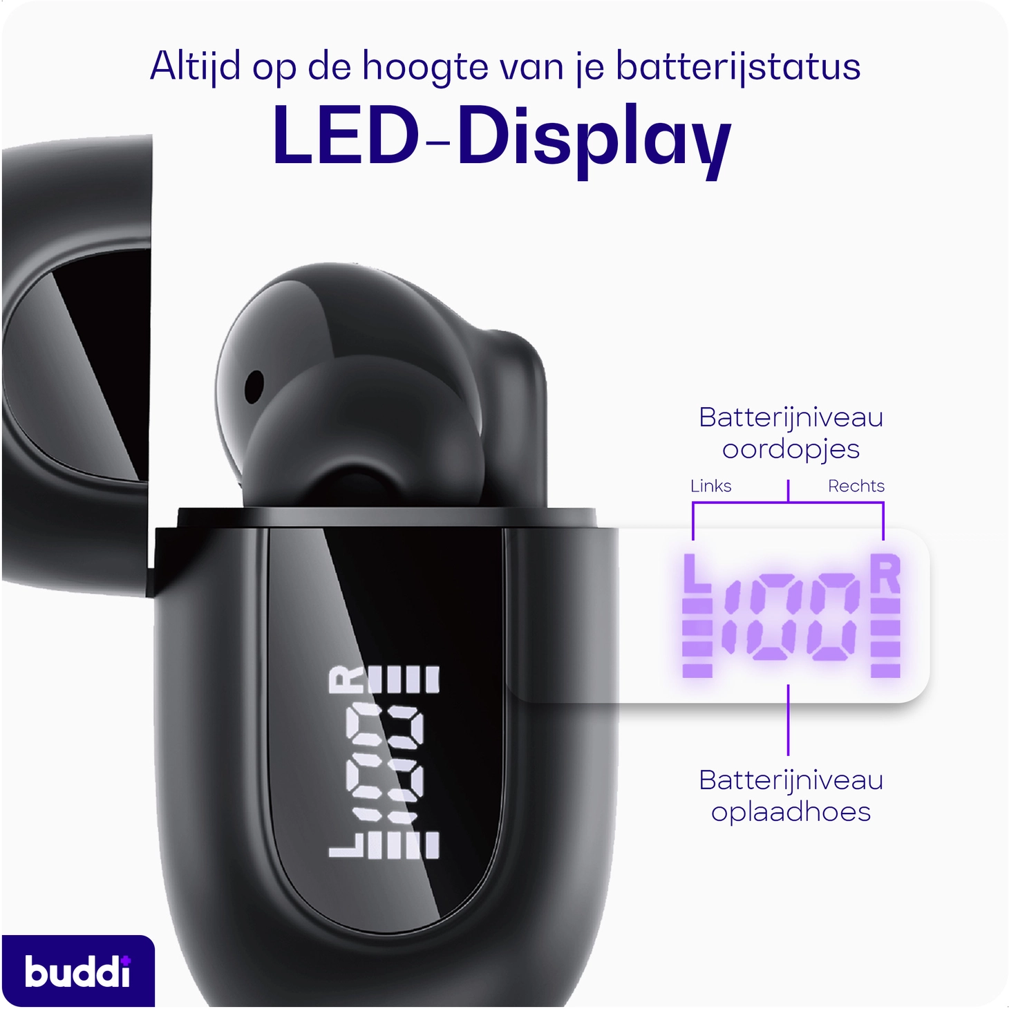 Buddi Pulse Draadloze Oordopjes Noise Cancelling ANC + ENC Zwart afbeelding 5