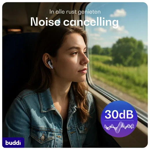 Buddi Pulse Draadloze Oordopjes Noise Cancelling ANC + ENC Wit afbeelding 4