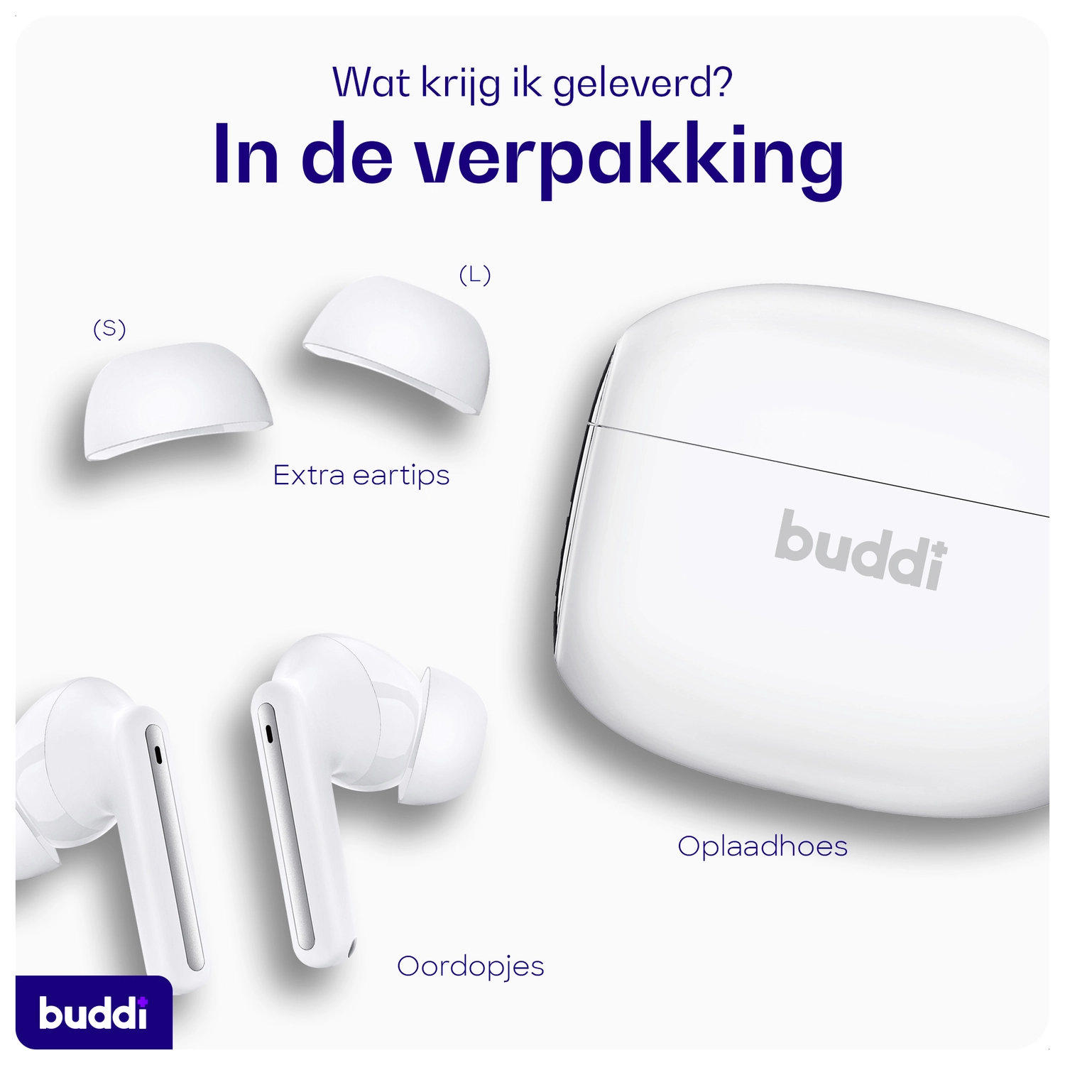 Buddi Pulse Draadloze Oordopjes Noise Cancelling ANC + ENC Wit afbeelding 10
