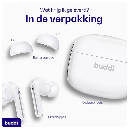 Buddi Pulse Draadloze Oordopjes Noise Cancelling ANC + ENC Wit afbeelding 10