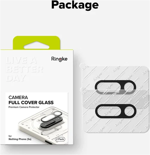 Ringke Full Cover Glass Nothing Phone (3a) Camera Protector Glas (2-Pack) afbeelding 10