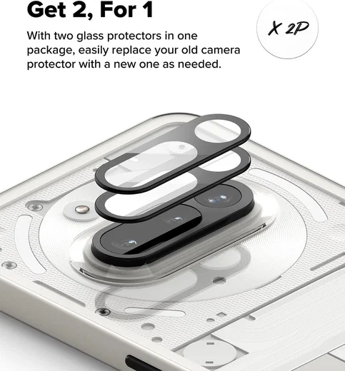 Ringke Full Cover Glass Nothing Phone (3a) Camera Protector Glas (2-Pack) afbeelding 3