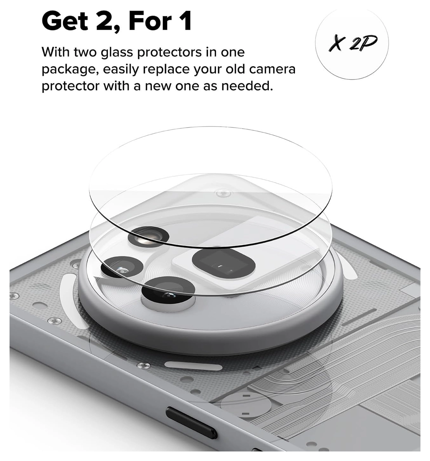 Ringke Nothing Phone (3a) Pro Camera Protector Tempered Glass (2-Pack) afbeelding 4