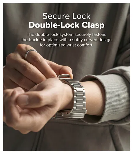 Ringke Titanium One - Apple Watch 1-10/SE/Ultra Band - 49/46/45/44/42MM - Zwart afbeelding 5