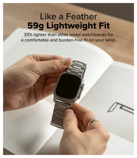 Ringke Titanium One - Apple Watch 1-10/SE/Ultra Band - 49/46/45/44/42MM - Zwart afbeelding 9