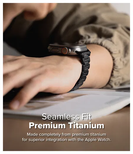 Ringke Titanium One - Apple Watch 1-10/SE/Ultra Band - 49/46/45/44/42MM - Zwart afbeelding 4