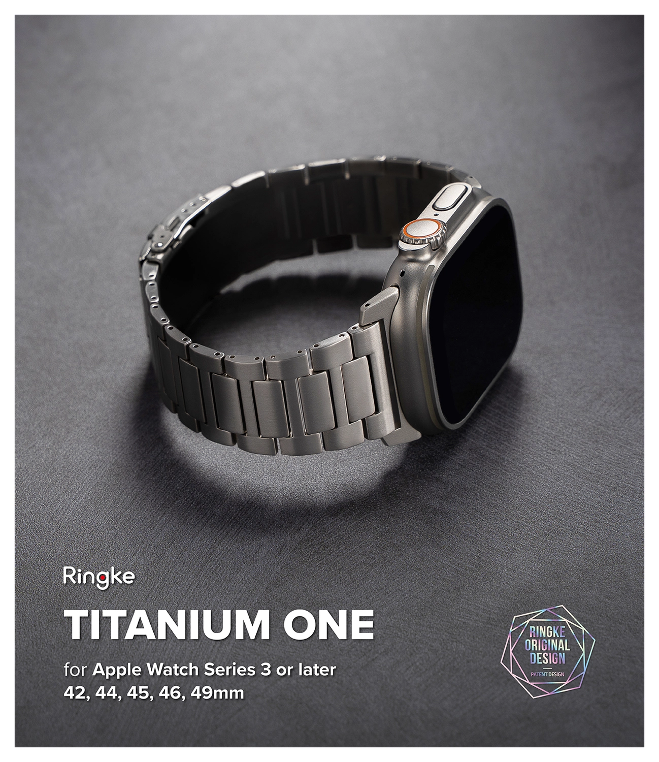 Ringke Titanium One - Apple Watch 1-10/SE/Ultra Band - 49/46/45/44/42MM - Zwart afbeelding 11