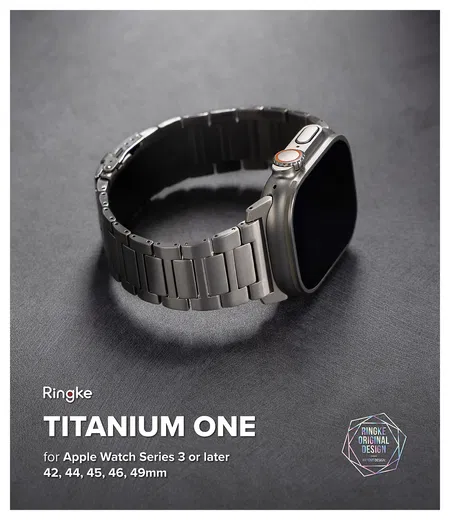Ringke Titanium One - Apple Watch 1-10/SE/Ultra Band - 49/46/45/44/42MM - Zwart afbeelding 11
