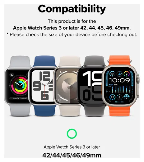 Ringke Titanium One - Apple Watch 1-10/SE/Ultra Band - 49/46/45/44/42MM - Zwart afbeelding 3