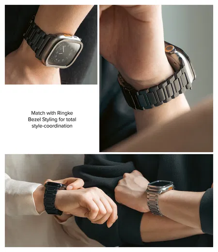 Ringke Titanium One - Apple Watch 1-10/SE/Ultra Band - 49/46/45/44/42MM - Zwart afbeelding 6