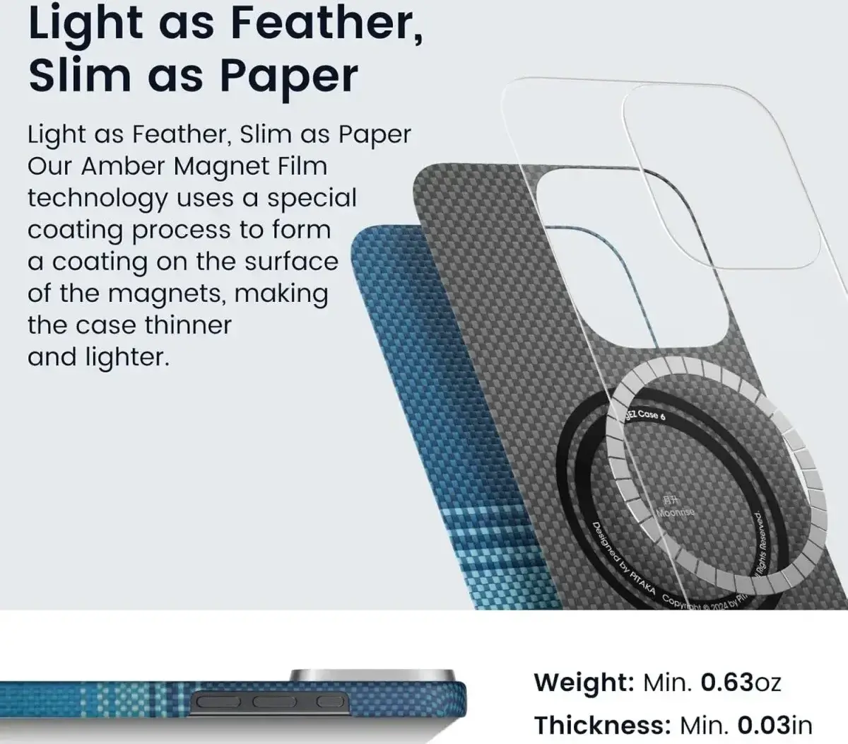 PITAKA Apple iPhone 16 Hoesje met 5.000mAh MagSafe Powerbank Moonrise afbeelding 9