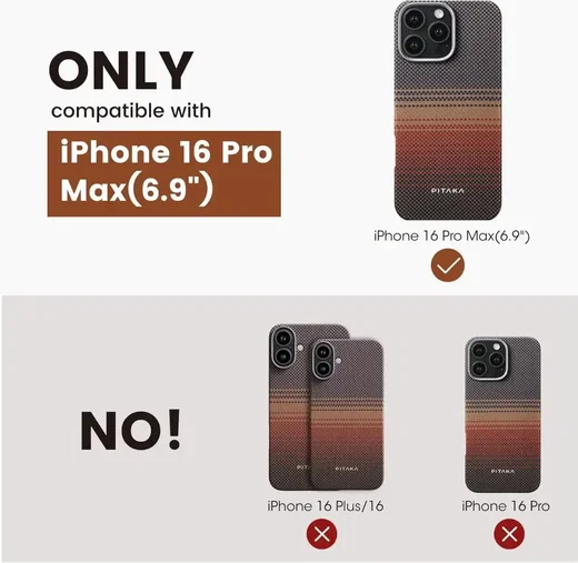 PITAKA Apple iPhone 16 Pro Max Hoesje met 5.000mAh MagSafe Powerbank Sunset afbeelding 7