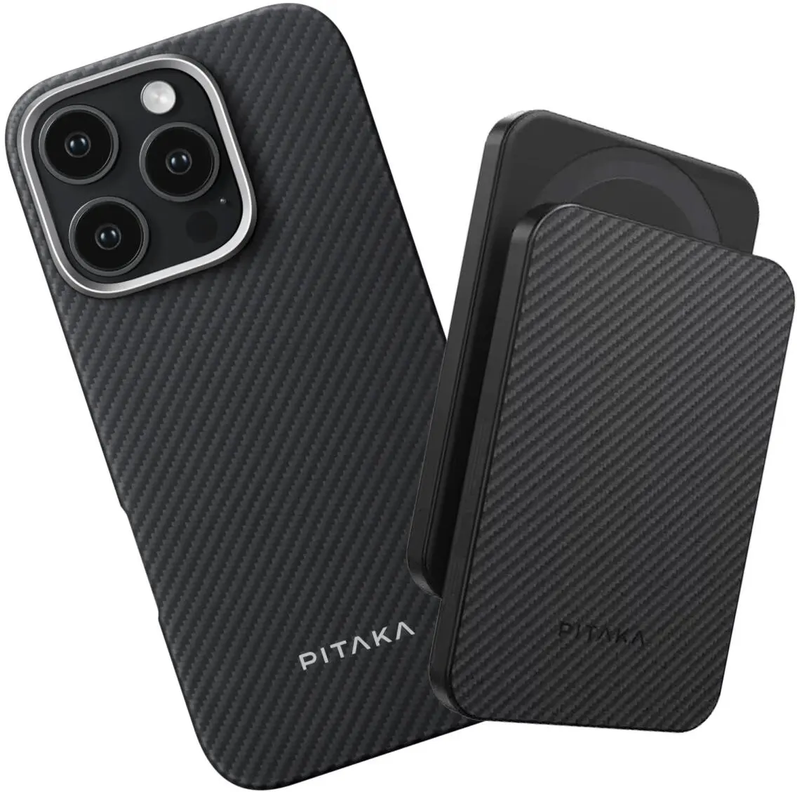 PITAKA Apple iPhone 16 Pro Hoesje met 5.000mAh MagSafe Powerbank Zwart afbeelding 1