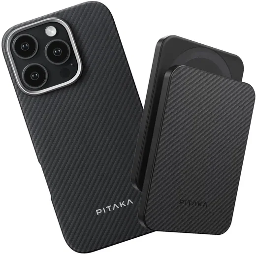 PITAKA Apple iPhone 16 Pro Hoesje met 5.000mAh MagSafe Powerbank Zwart afbeelding 1