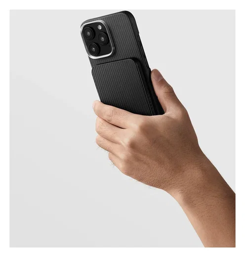 PITAKA Apple iPhone 16 Pro Max Hoesje met 5.000mAh MagSafe Powerbank Zwart afbeelding 2