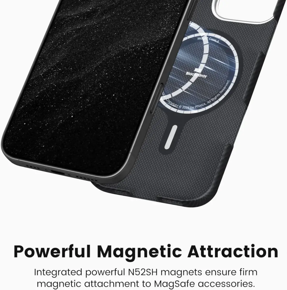 PITAKA Apple iPhone 16 Pro Max Hoesje met 5.000mAh MagSafe Powerbank Zwart afbeelding 10