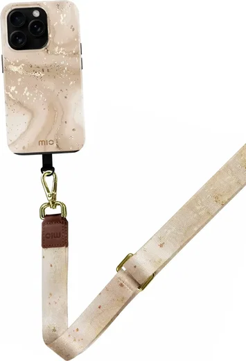 MIO MagSafe Apple iPhone 16 Pro Hoesje met Telefoonkoord Gold Marble afbeelding 1
