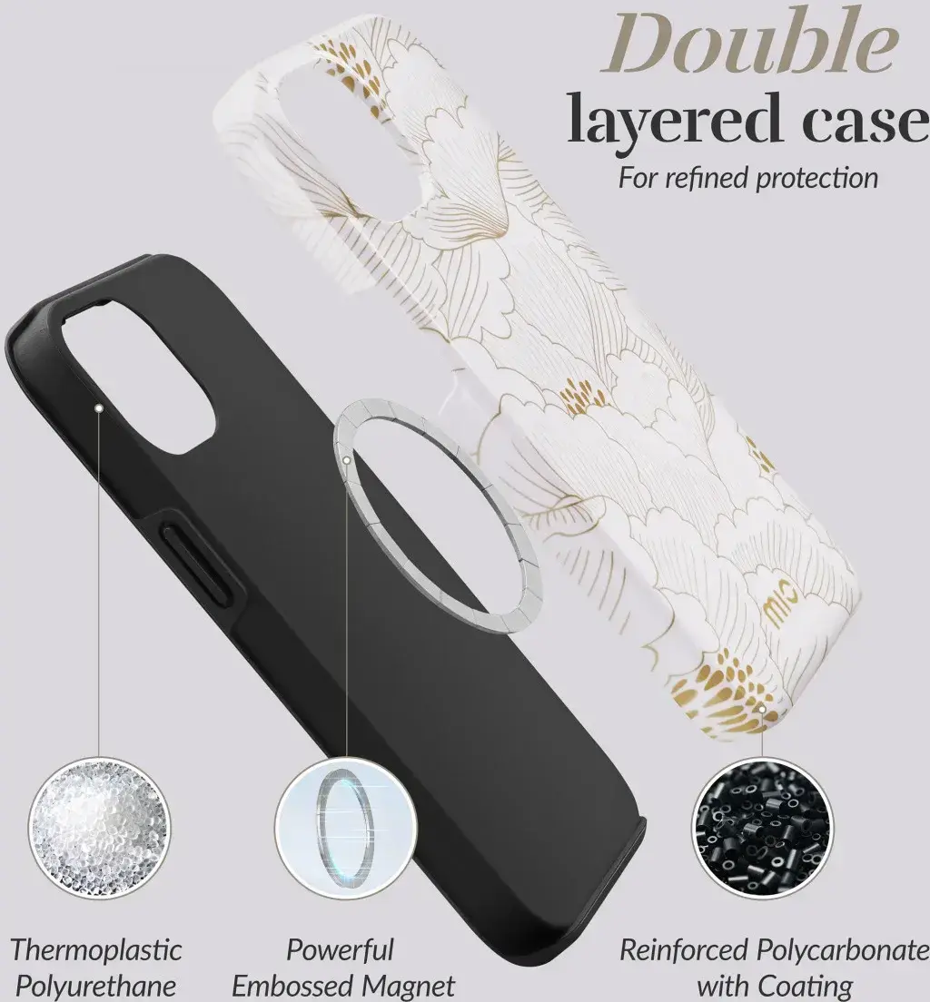 MIO MagSafe iPhone 16 Pro Max Hoesje met Telefoonkoord White Roses afbeelding 11
