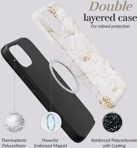 MIO MagSafe iPhone 16 Pro Max Hoesje met Telefoonkoord White Roses afbeelding 11