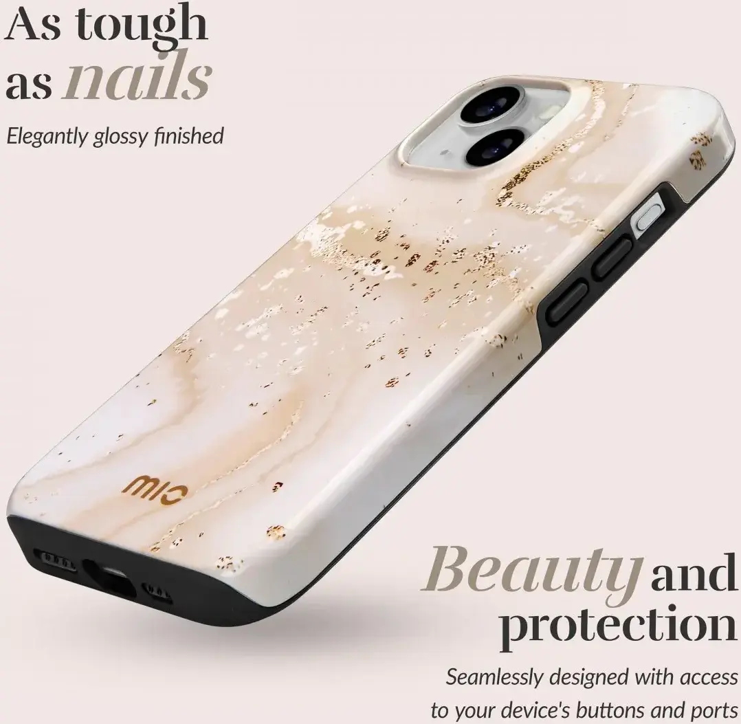 MIO MagSafe iPhone 16 Pro Max Hoesje met Telefoonkoord Gold Marble afbeelding 6