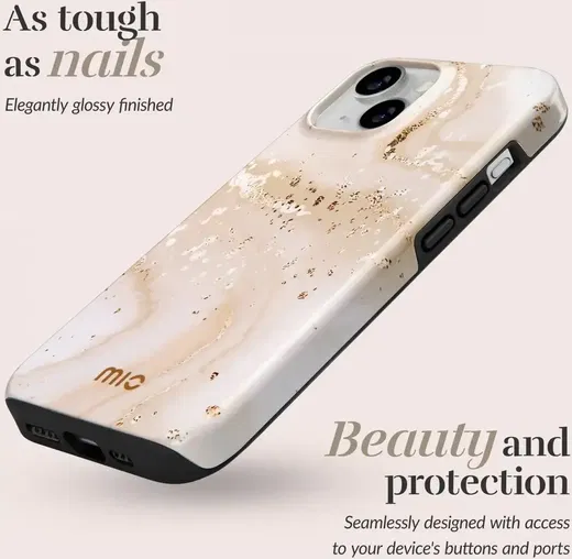 MIO MagSafe iPhone 16 Pro Max Hoesje met Telefoonkoord Gold Marble afbeelding 6