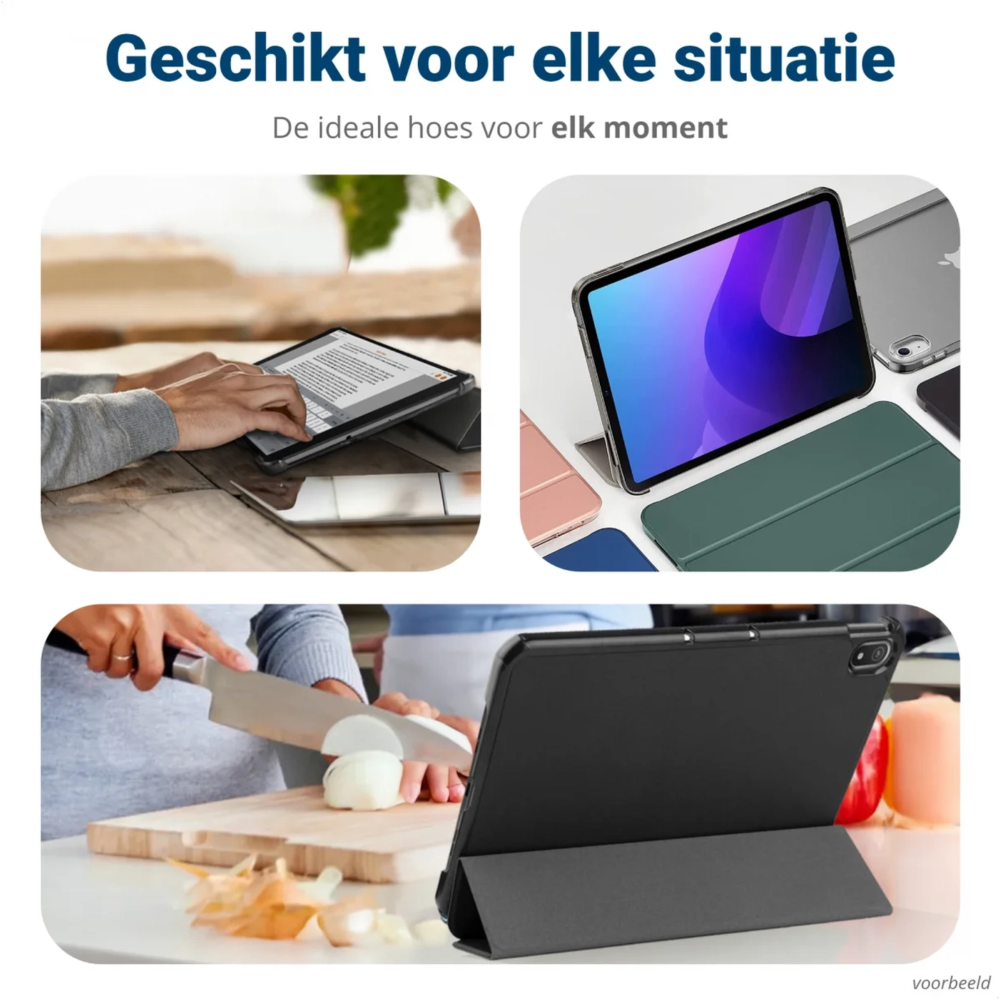 Samsung Galaxy Tab S10 FE Plus Hoes Tri-Fold Book Case met Standaard Zwart afbeelding 9