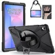 Samsung Galaxy Tab S10 FE Plus Hoes Back Cover met Kickstand en Handriem Zwart afbeelding 1