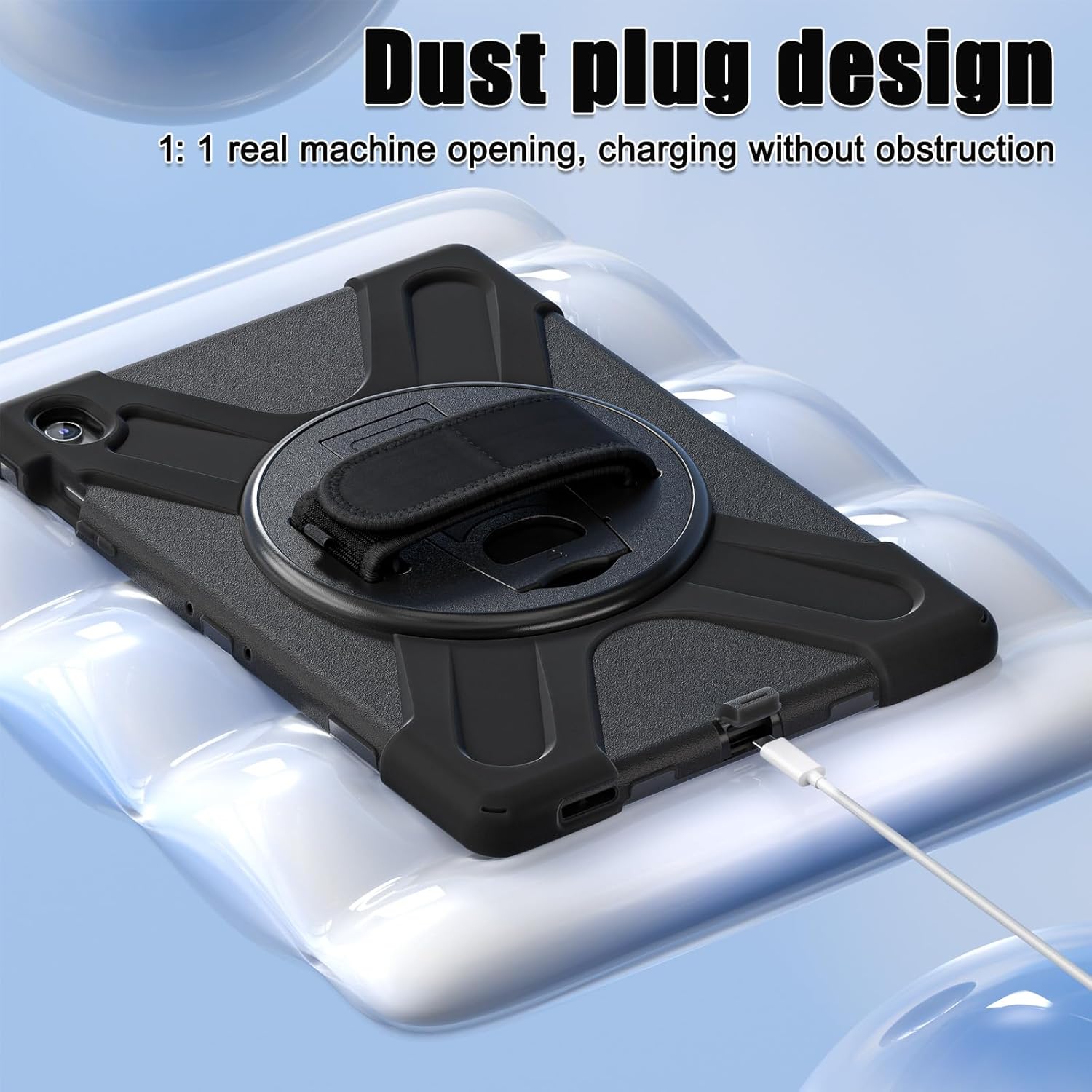 Samsung Galaxy Tab S10 FE Plus Hoes Back Cover met Kickstand en Handriem Zwart afbeelding 9