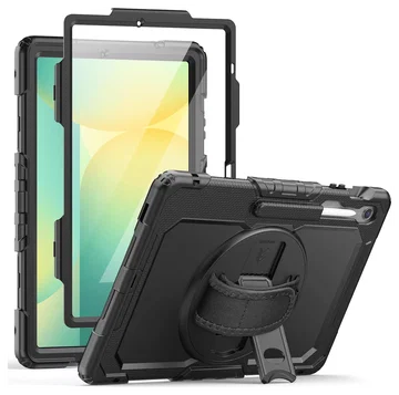 Samsung Galaxy Tab S10 FE Plus Hoes met Screen Protector en Handriem Zwart