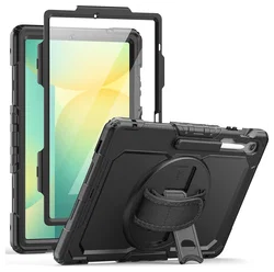 Samsung Galaxy Tab S10 FE Plus Hoes met Screen Protector en Handriem Zwart afbeelding